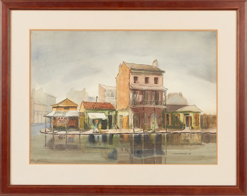 John O’Hara Cosgrave II, Figures with Buildings, watercolour - view 2