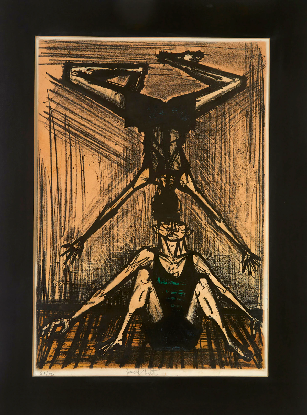 Bernard Buffet, Deux Acrobats, colour lithograph
