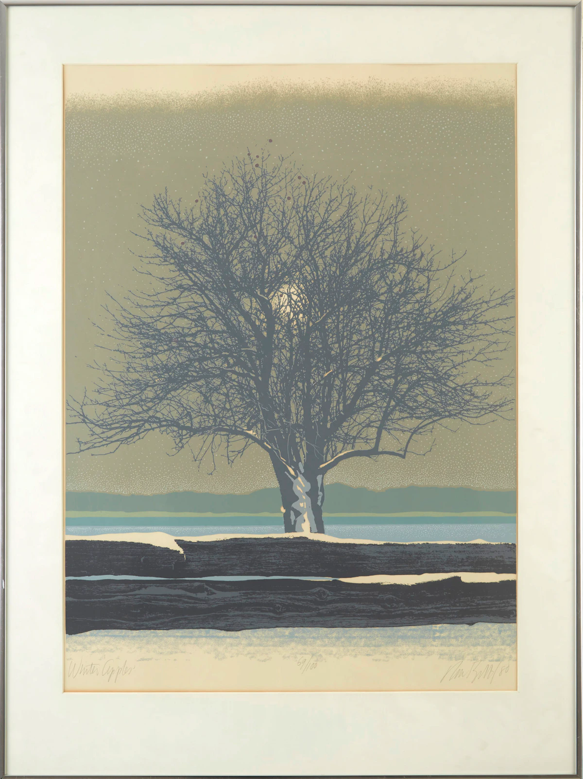 Ronald William Bolt, Winter Apples, colour serigraph, 1980