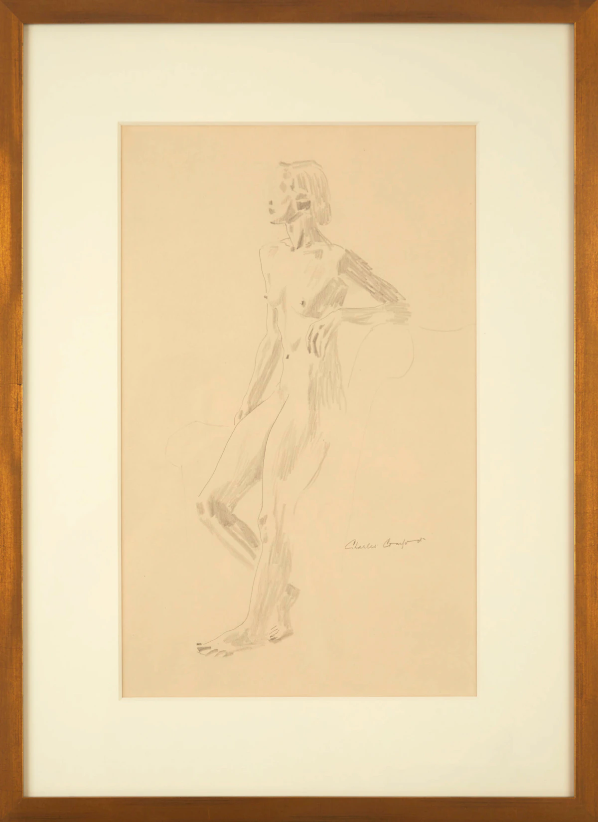 Charles Fraser Comfort, Female Nude (Facing Left), pencil drawing