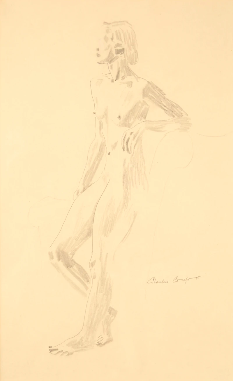 Charles Fraser Comfort, Female Nude (Facing Left), pencil drawing - view 2