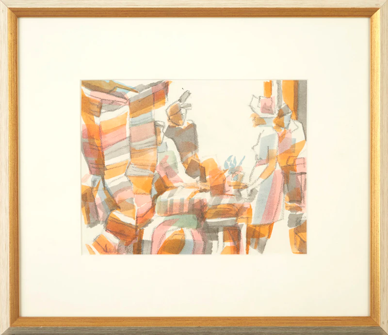 André Charles Biéler, La Mise en Boite, acrylic on paper, 1984 - view 2