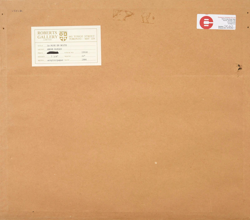 André Charles Biéler, La Mise en Boite, acrylic on paper, 1984 - view 3