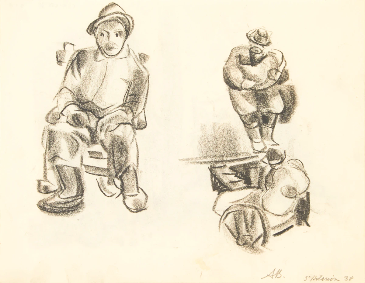 André Charles Biéler, Figure Study, St. Hilarion, charcoal, 1938