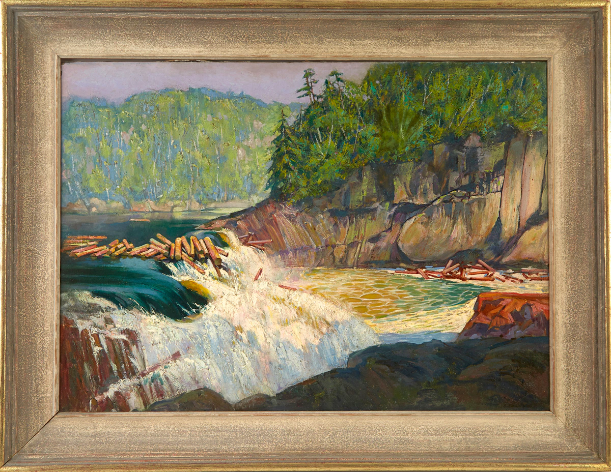 Auguste Bleser Jr., Log Drive, 1921, oil on canvas