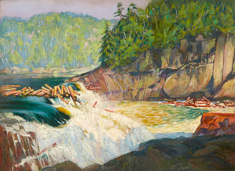 Auguste Bleser Jr., Log Drive, 1921, oil on canvas - view 2