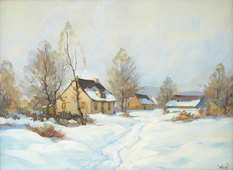 RH Arliss, Laurentian Farmstread, March, oil on board - view 2
