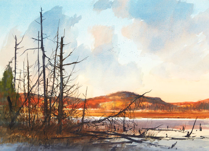John Joy, Landscape at Dusk, watercolour, 1987 - view 2