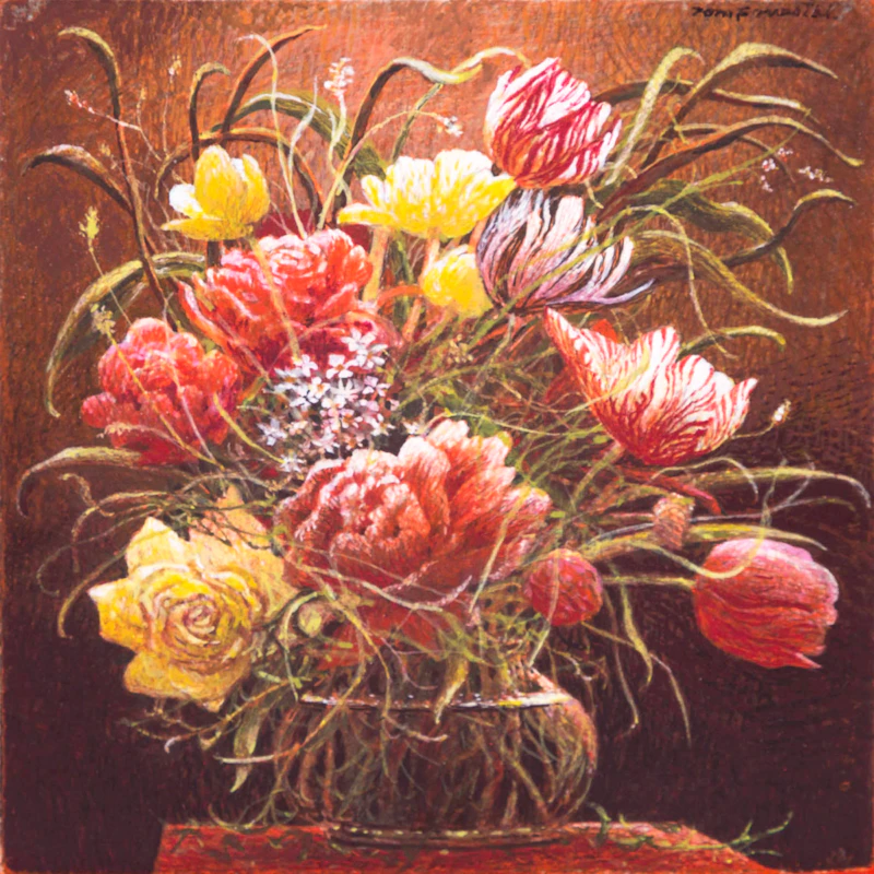 Thomas de Vany Forrestall, Strawberry Shortcake; Flowers Under a Skylight, pair of egg temperas on panel - view 5