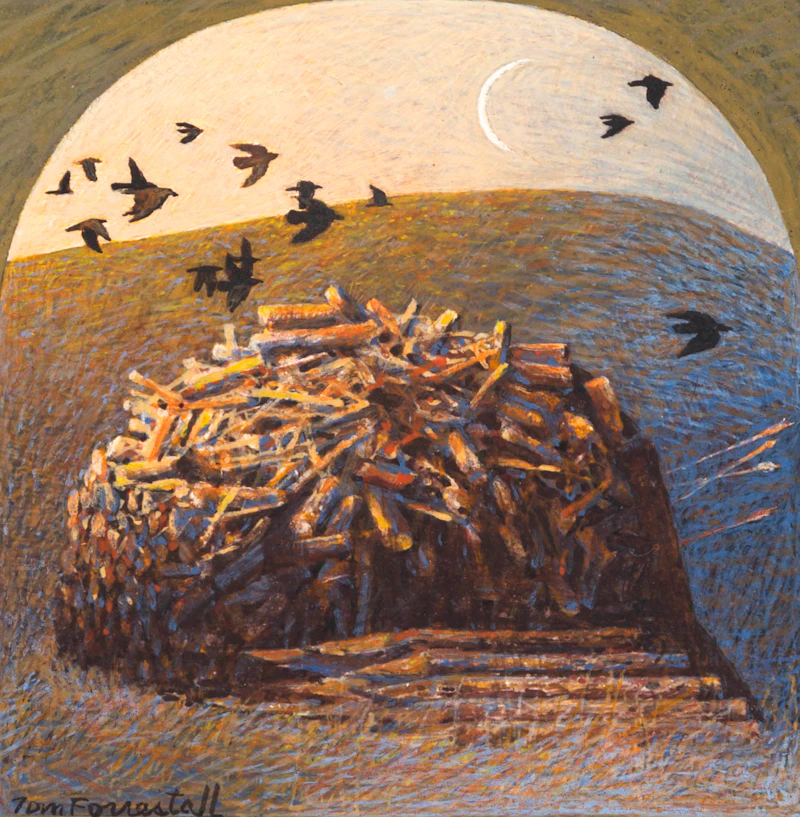 Thomas de Vany Forrestall, “The Field Watchman”; “Woodpile and Crows”; Bird Carcass , three egg temperas on panel - view 5