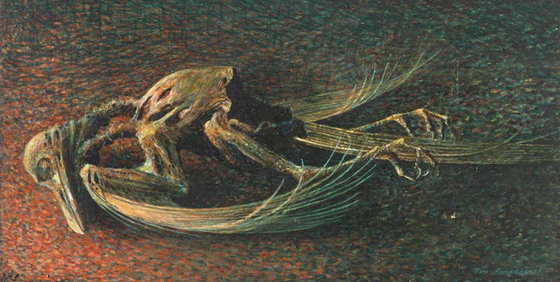 Thomas de Vany Forrestall, “The Field Watchman”; “Woodpile and Crows”; Bird Carcass , three egg temperas on panel - view 8