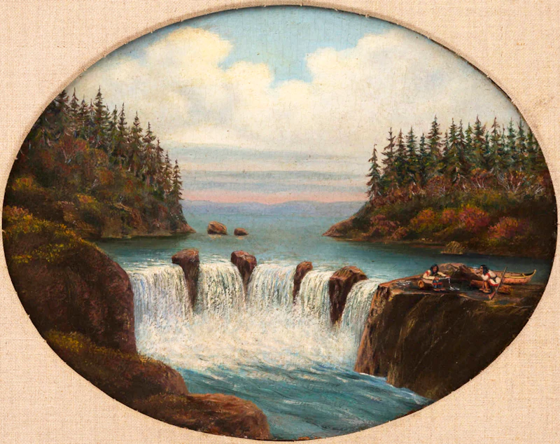 (School of) Cornelius Krieghoff, Falls, oil on board (oval-shaped), 18?? - view 4