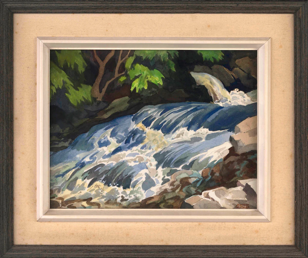 Joachim George Gauthier, On the Buckslide River, Lake Kushog, watercolour