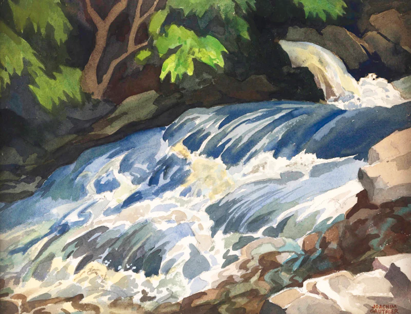 Joachim George Gauthier, On the Buckslide River, Lake Kushog, watercolour - view 2
