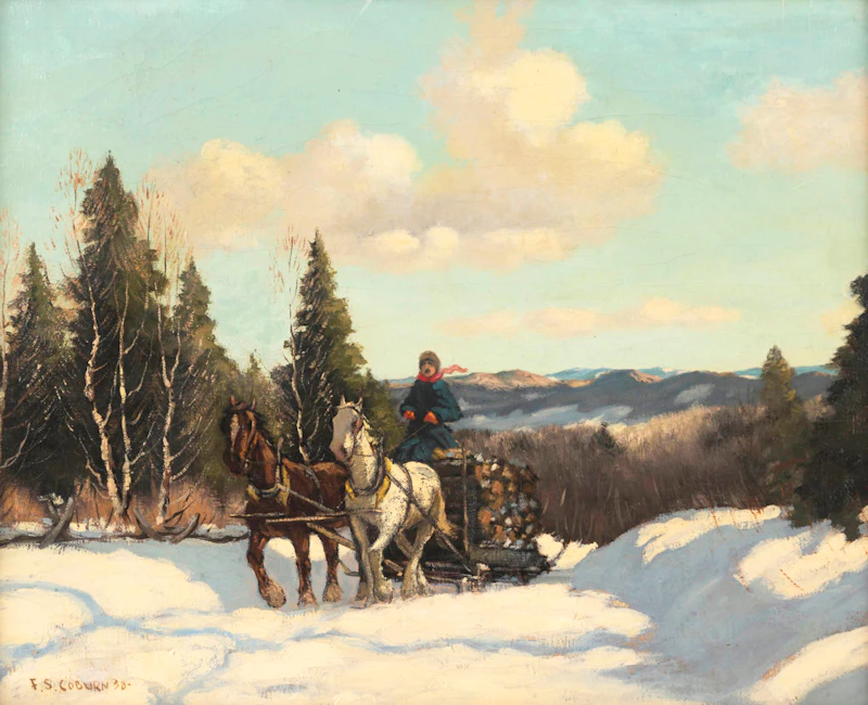 Canadian School, Winter Sleighing Scene, oil on canvas - view 2