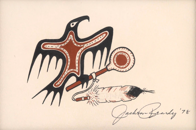 Jackson Beardy, Design for Cree-Red River Indian Dollar, acrylic on paper, 1978 - view 2