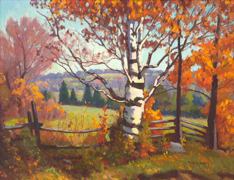 Frederick Stanley Haines, Birch Haliburton, Between Haliburton and Wilberforce, oil on masonite - view 2