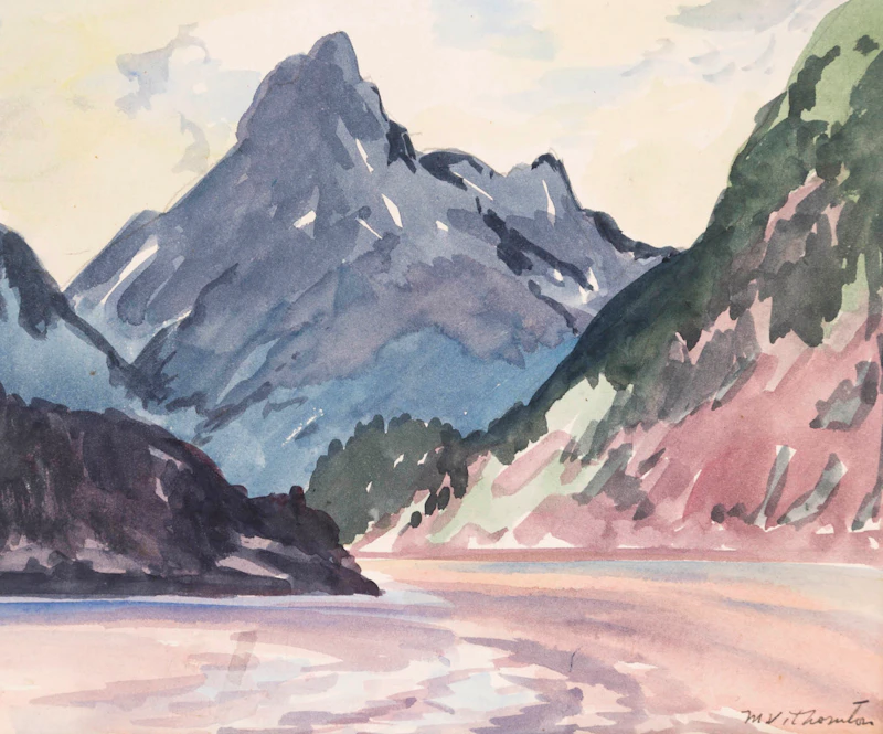 Mildred Valley Thornton, Two mountainscapes, pair of watercolours - view 5
