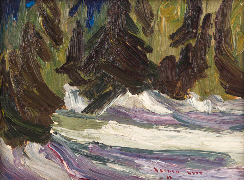 Arthur Lloy, Spruce and Snow, oil on board, 1968 - view 2