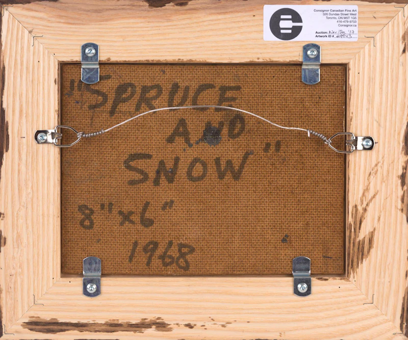 Arthur Lloy, Spruce and Snow, oil on board, 1968 - view 3