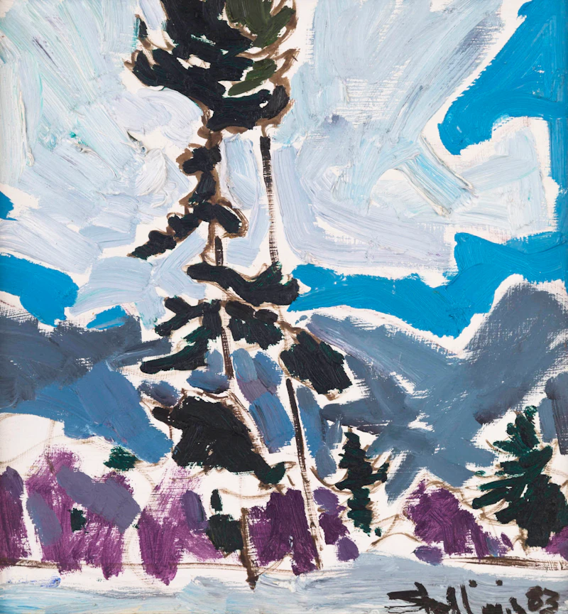 Arthur Shilling, Fir Tree with Clouds, oil on board - view 2