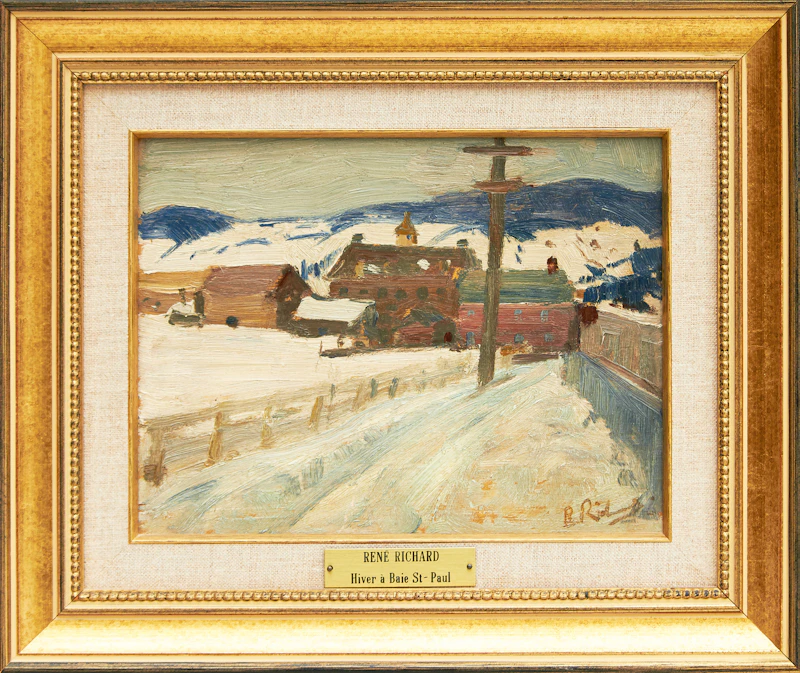 René Richard, Hiver à Baie St-Paul, oil on board - view 2