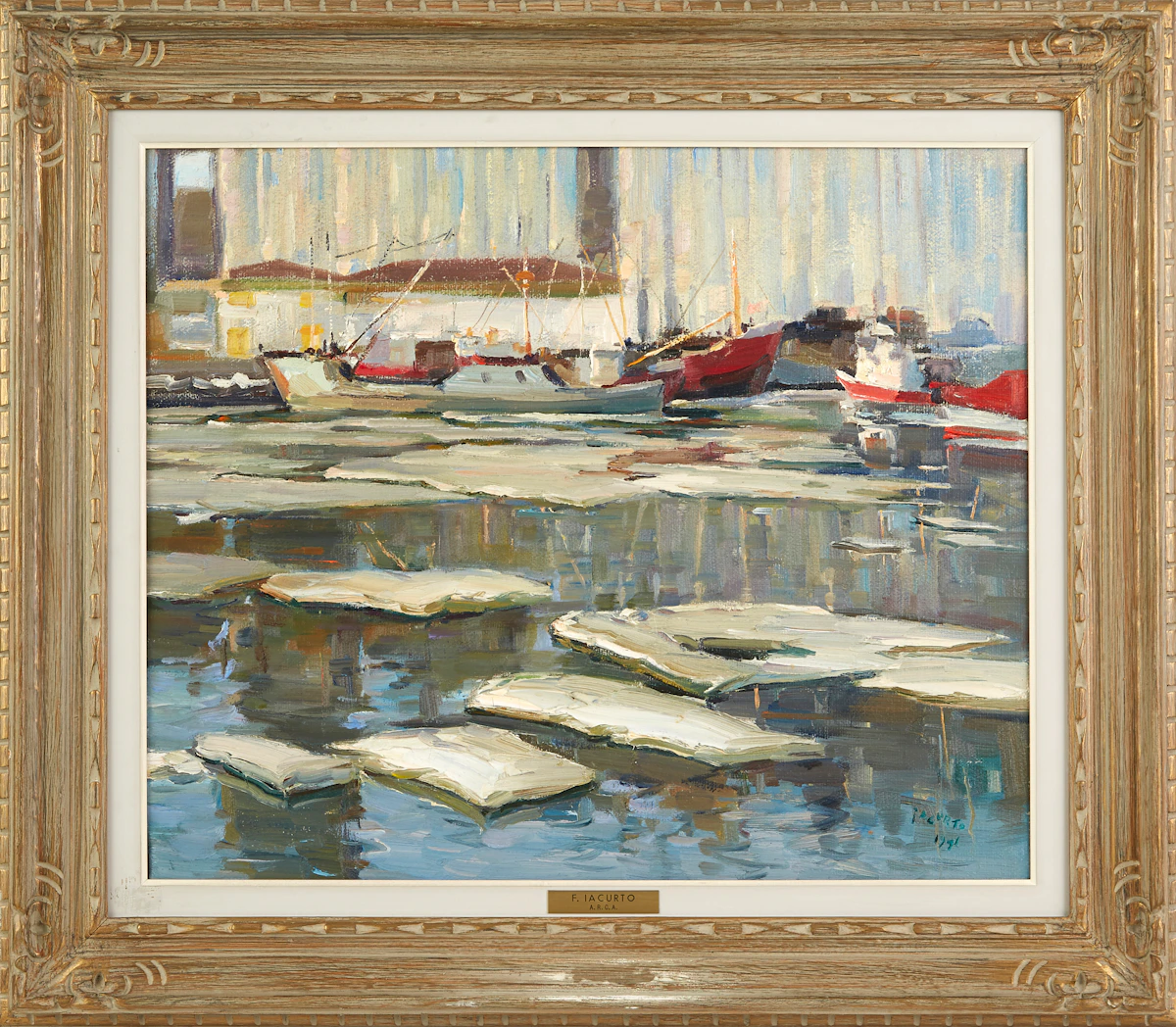 Francesco Iacurto, Early Spring, Bassin Louise, Quebec, oil on canvas, 1951