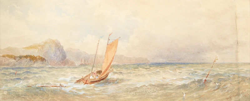 William Nicoll Cresswell, Sailing Boats on Lake Superior, watercolour, 1878 - view 2