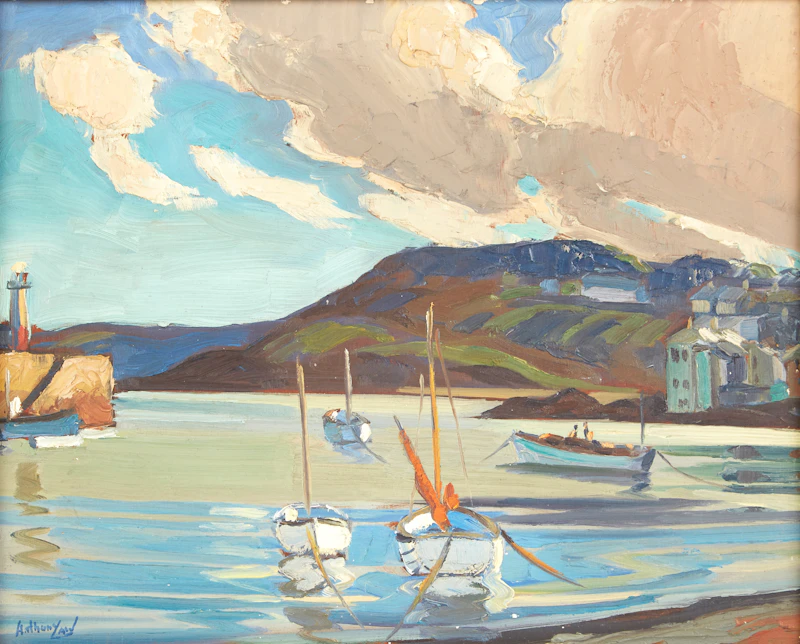 Charles Anthony Law, Harbour Landscape, oil on panel - view 2