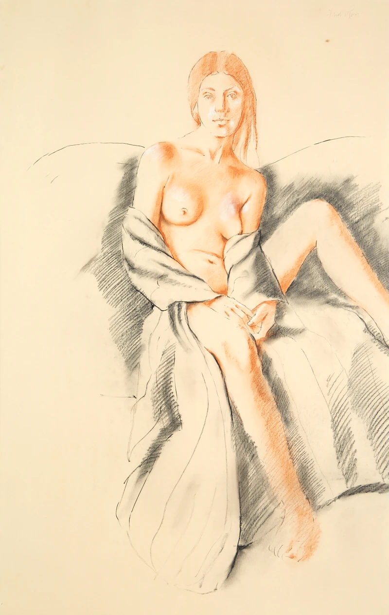 Fred Ross, Study for Woman in Striped Gown II, pastel - view 2