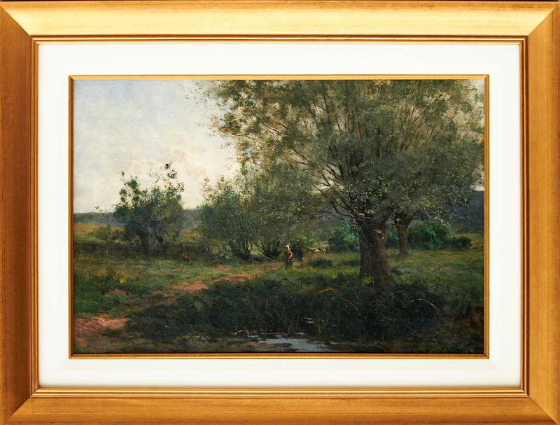 Aaron Allan Edson, Figures in a Wooded Landscape, oil on canvas - view 2