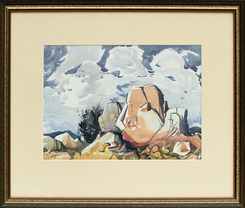 Henry George Glyde, Rocky Landscape, watercolour - view 2