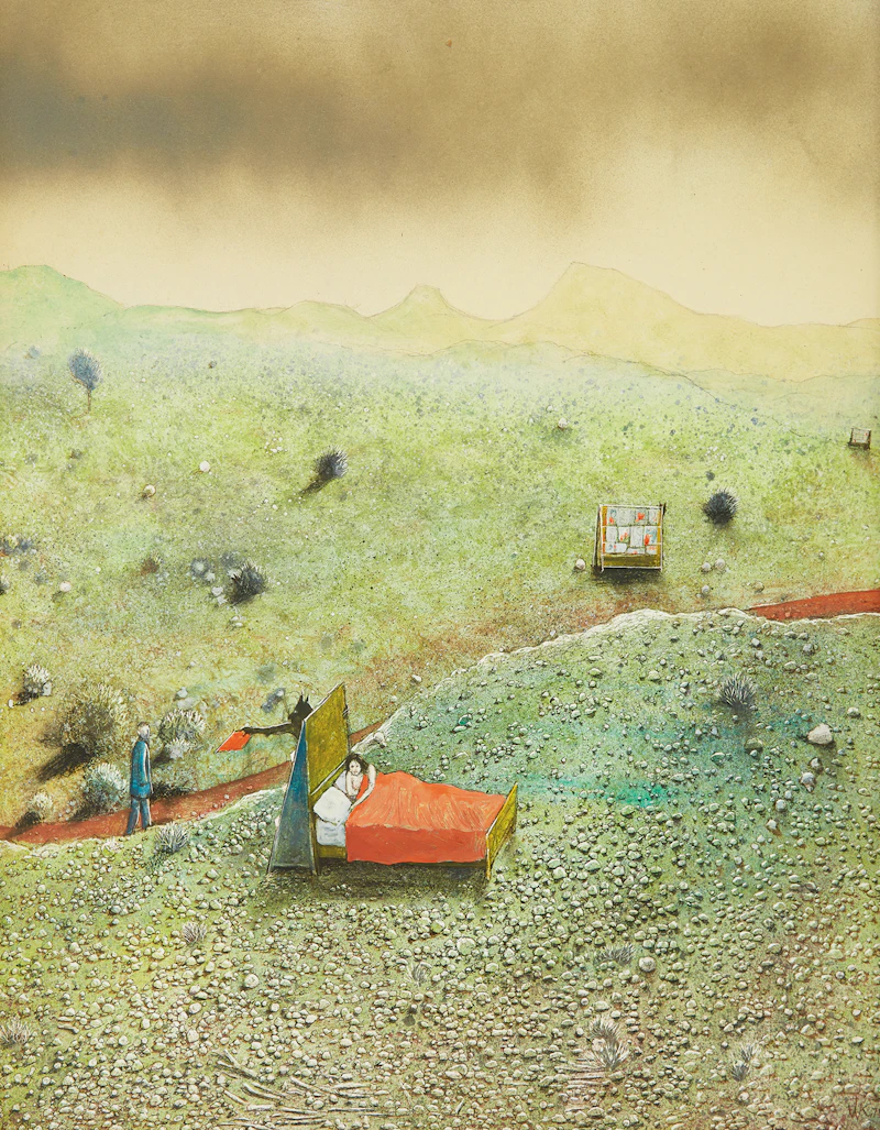 William Kurelek, Pornographic Reading (Temptations in the Desert Series)