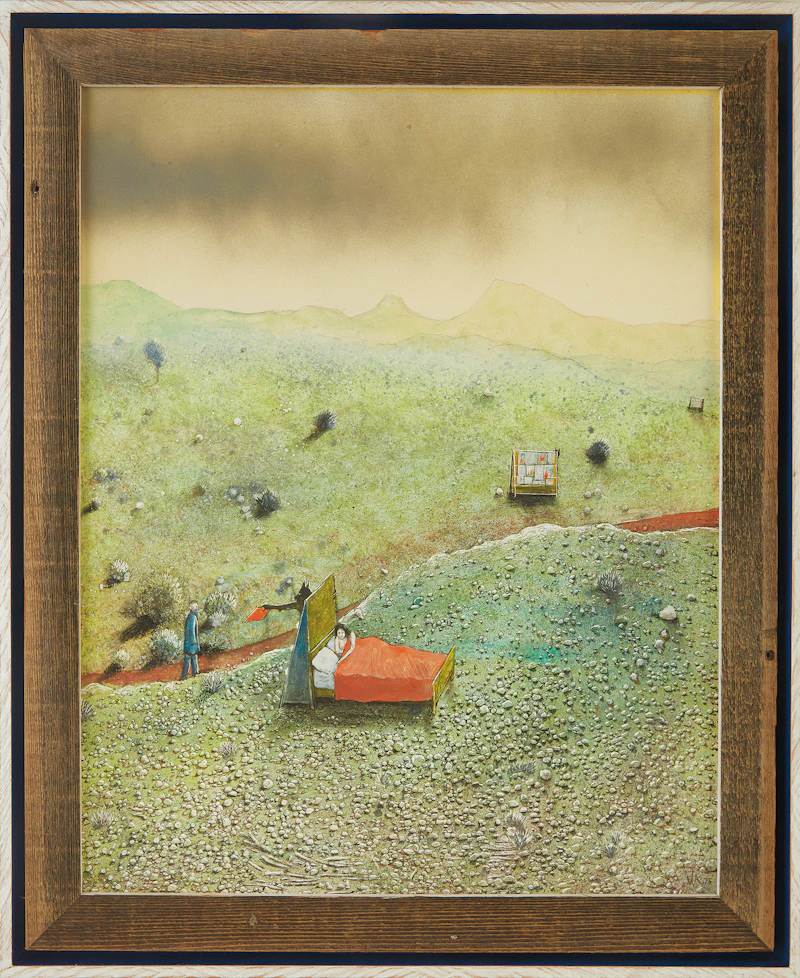 William Kurelek, Pornographic Reading (Temptations in the Desert Series), mixed media on board, 1975 - view 2