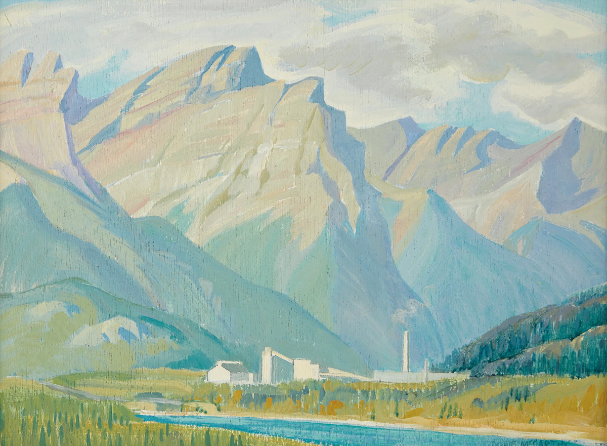 Doris Jean McCarthy, Exshaw Near Banff, acrylic on board, 1976