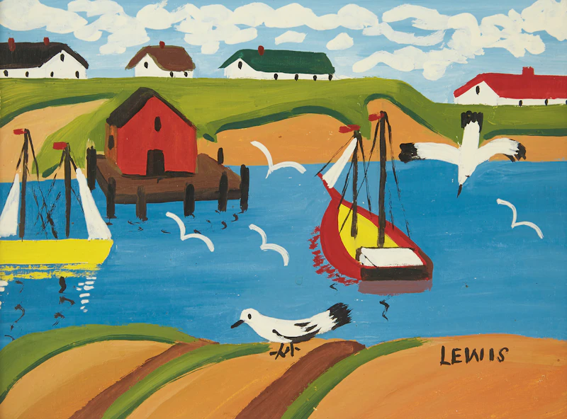 Maud Lewis, Harbour Scene, mixed media on board - view 2