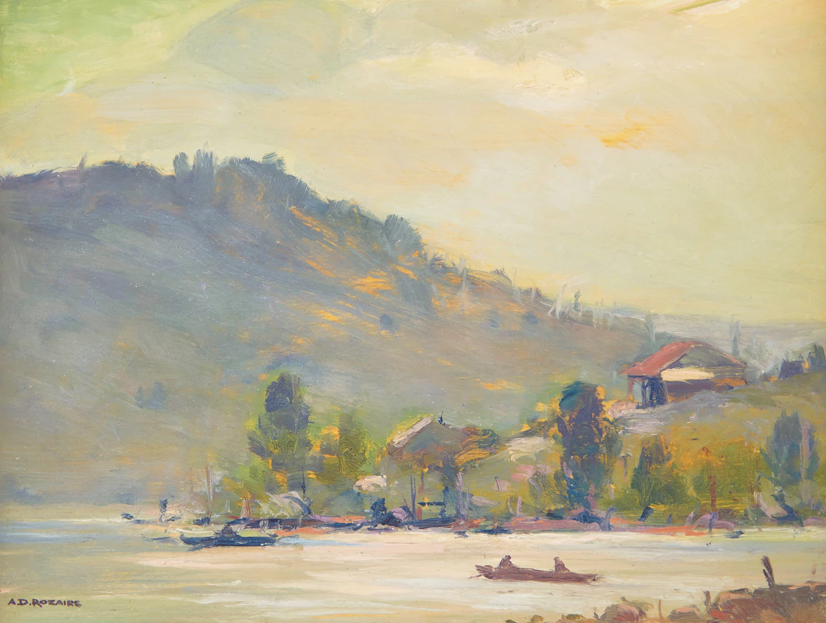 Arthur Dominique Rozaire, Lac St-Joseph, double-sided oil on board