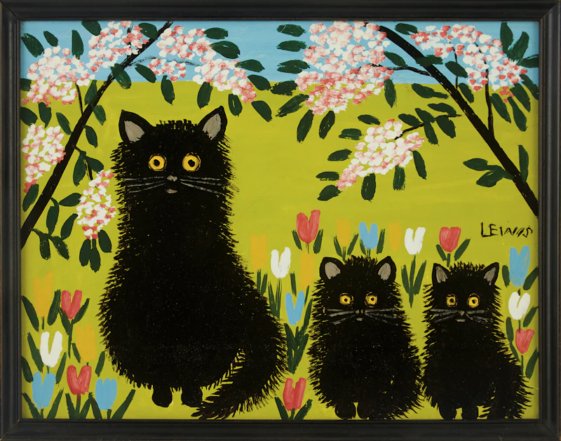 Maud Lewis, Three Black Cats, mixed media on board - view 2