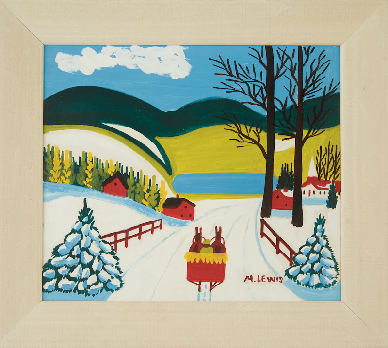 Maud Lewis, Winter Sleighing Scene, mixed media on board - view 2