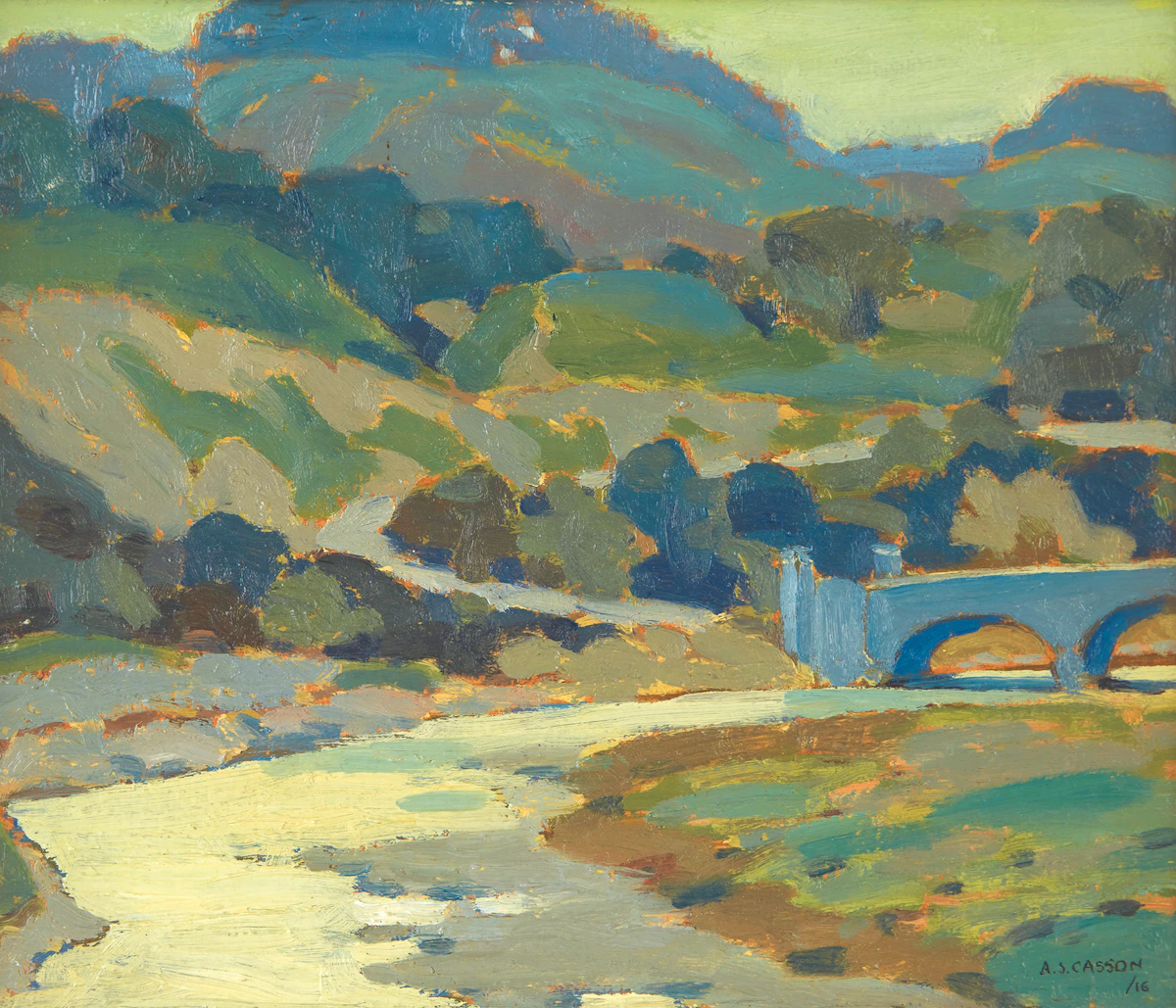 Alfred Joseph Casson, Bridge over Humber River , oil on board, 1916