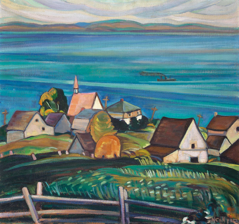Nora Frances Elisabeth Collyer, Village on the St. Lawrence River, oil on canvas - view 2
