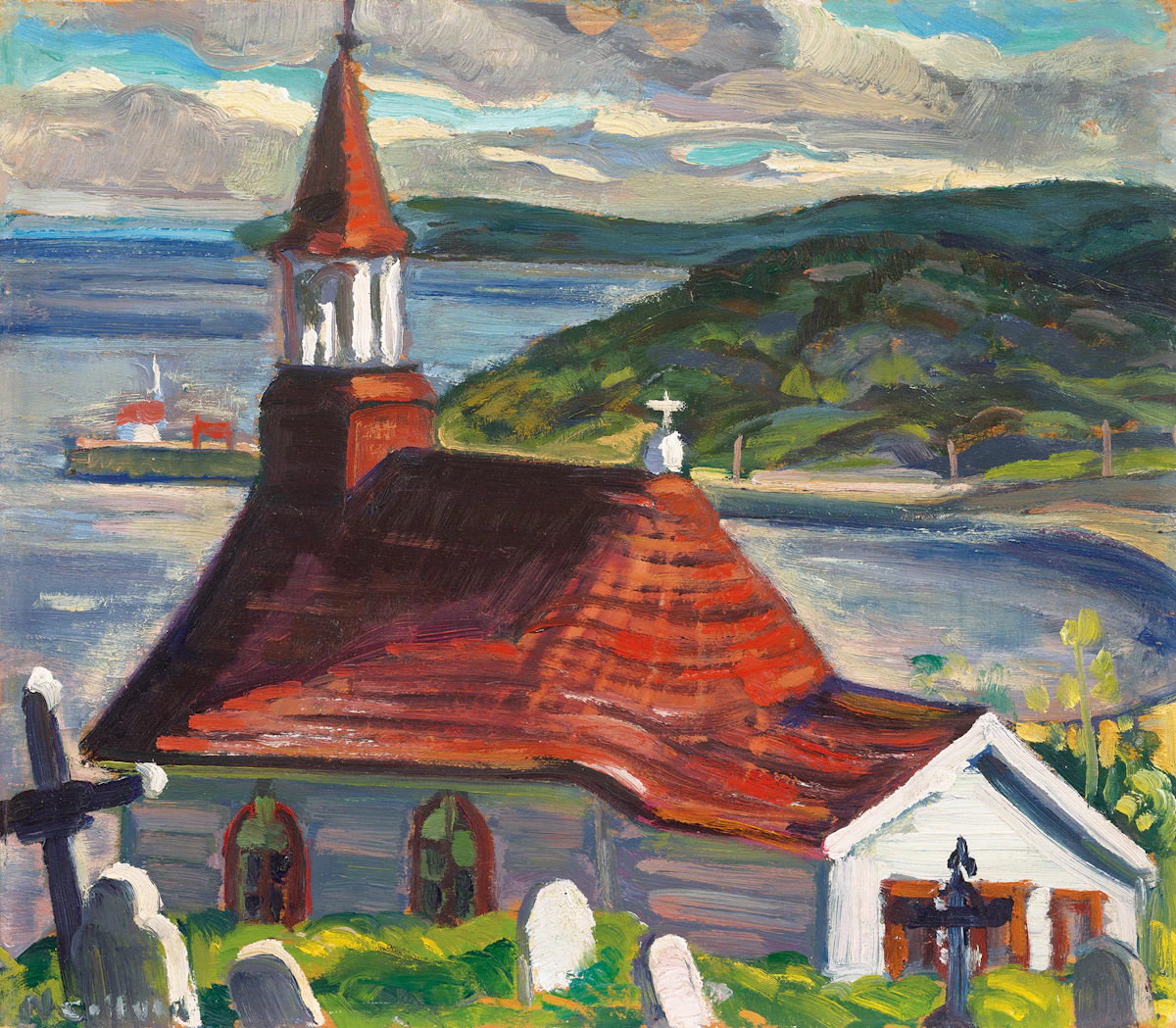 Nora Frances Elisabeth Collyer, Indian Church, Tadoussac, Quebec, oil on board, 1947