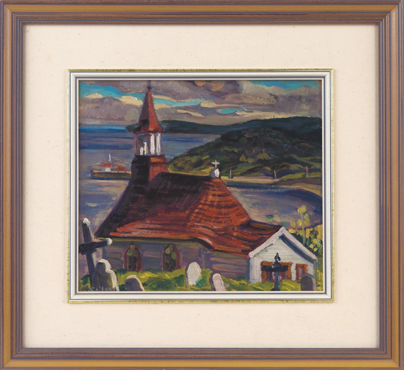 Nora Frances Elisabeth Collyer, Indian Church, Tadoussac, Quebec, oil on board, 1947 - view 2