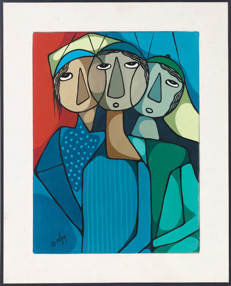 Daphne Odjig, Stage Fright, acrylic on canvas, 1984 - view 2