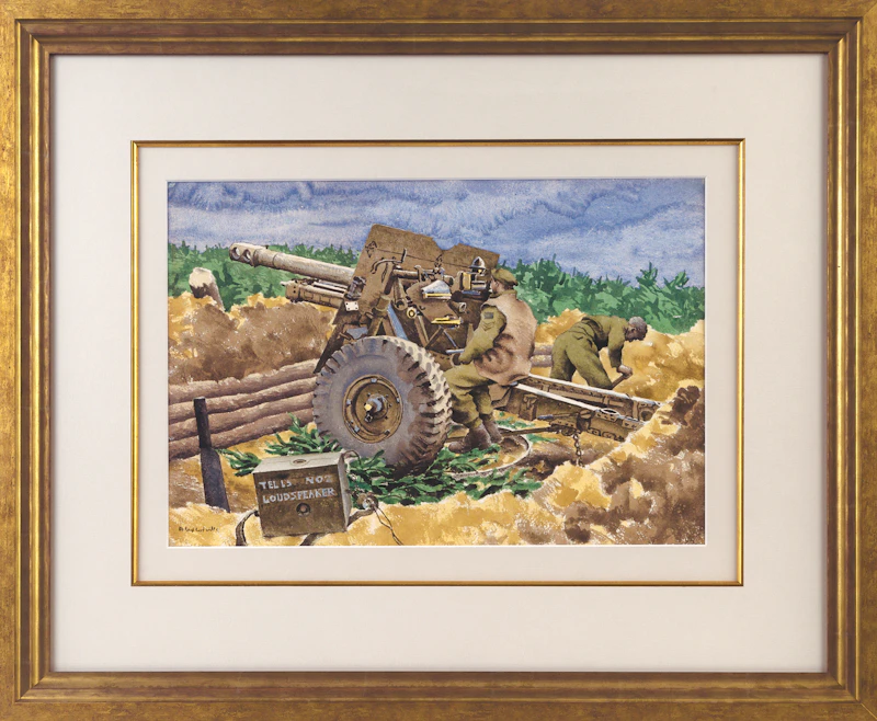 David Alexander Colville, Recording Zero Line, Near Nijmegen, watercolour, 1944 - view 2