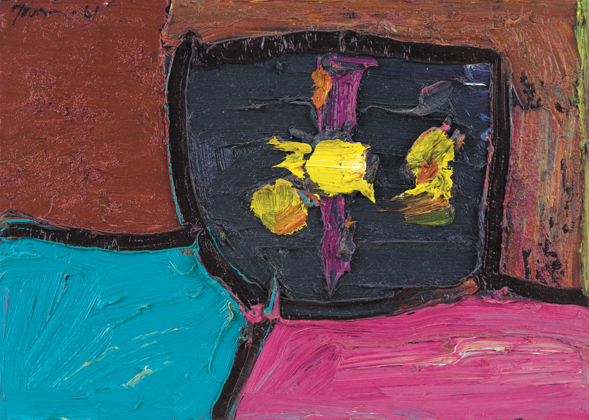 Harold Barling Town, The Game, oil and lucite on canvas, 1961