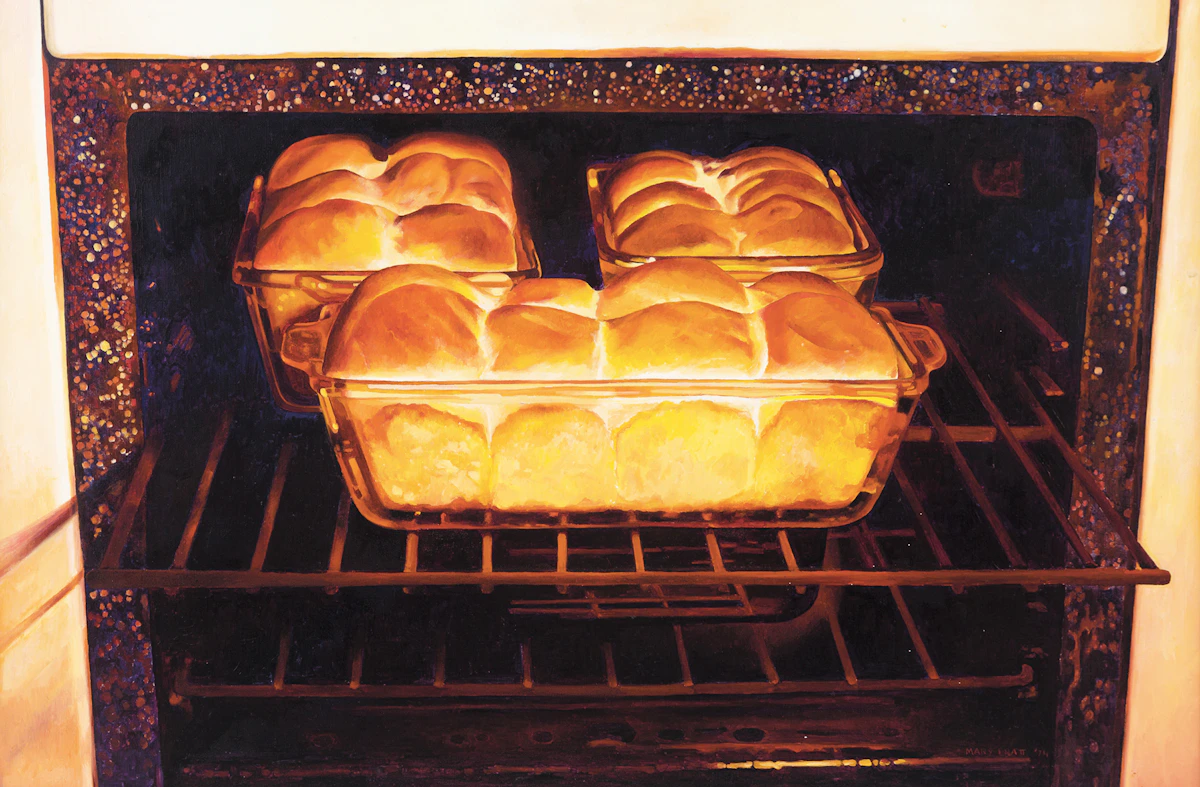 Mary Pratt, Baking Bread, oil on board, 1974
