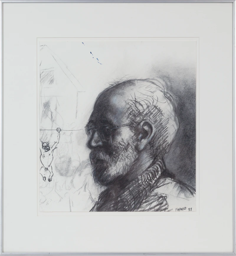 Joe Fafard, Self Portrait, charcoal, 1987 - view 2