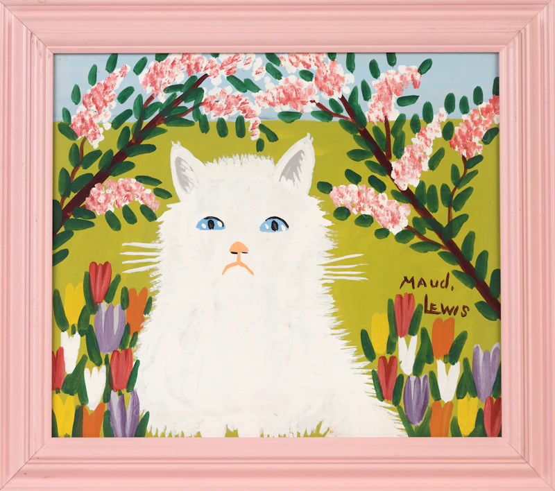 Maud Lewis, The White Cat, mixed media on board - view 2