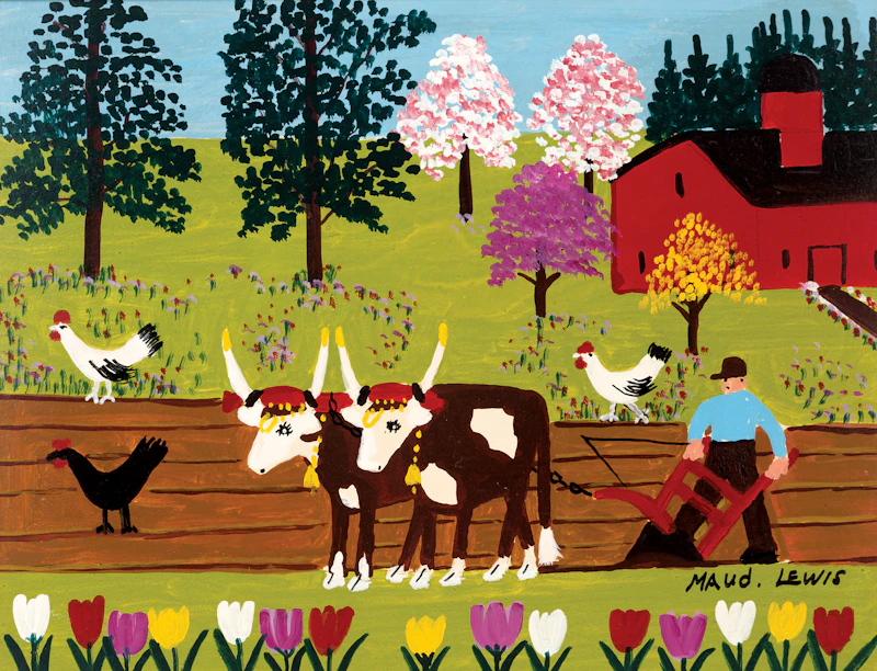 Maud Lewis, Team of Oxen Ploughing
